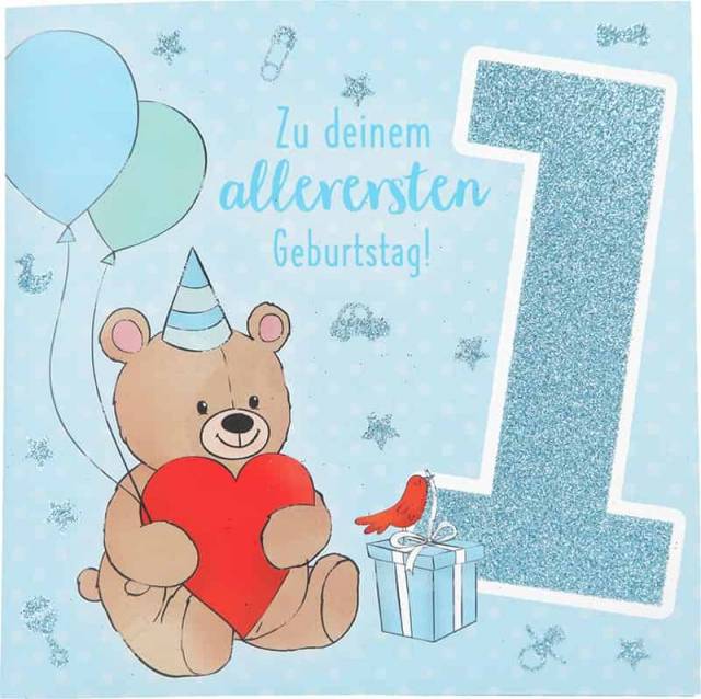 Glückwunschkarte zum 1. Geburtstag