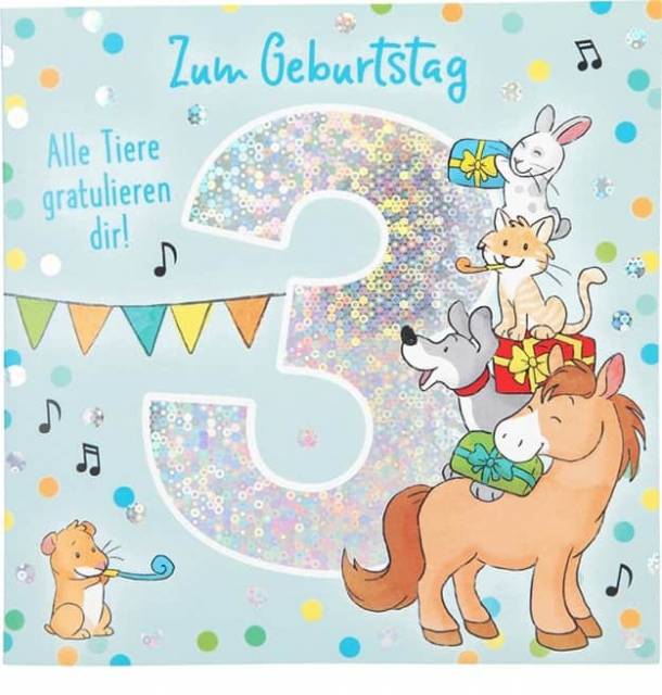 Glückwunschkarte zum 3. Geburtstag