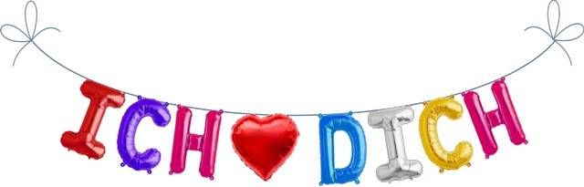 Folien Ballon Buchstaben Set ICH LIEBE DICH