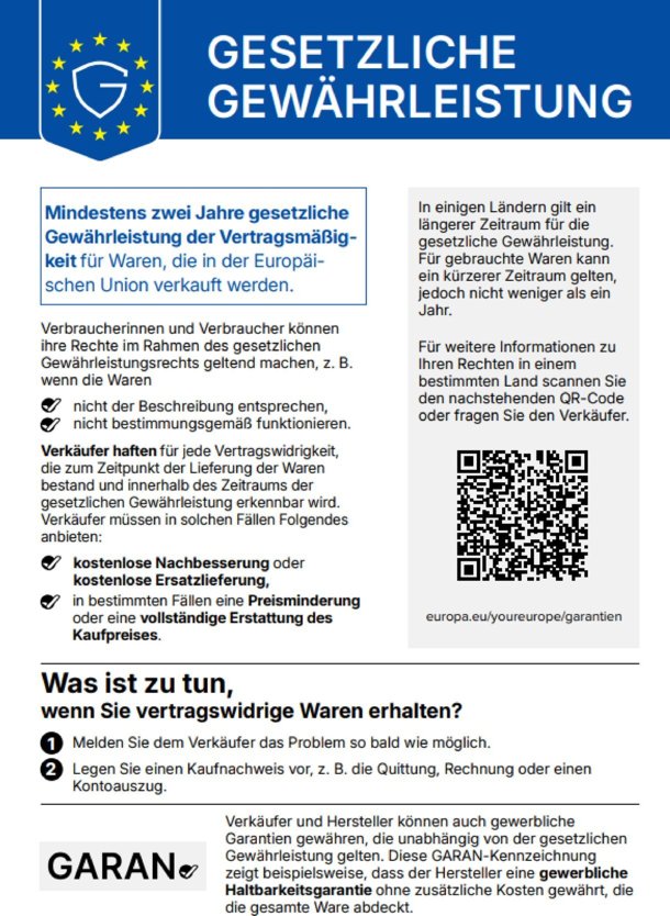 EU Gewährleistungslabel