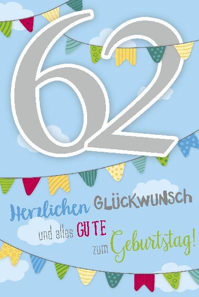 Glückwunschkarte zum 62. Geburstag