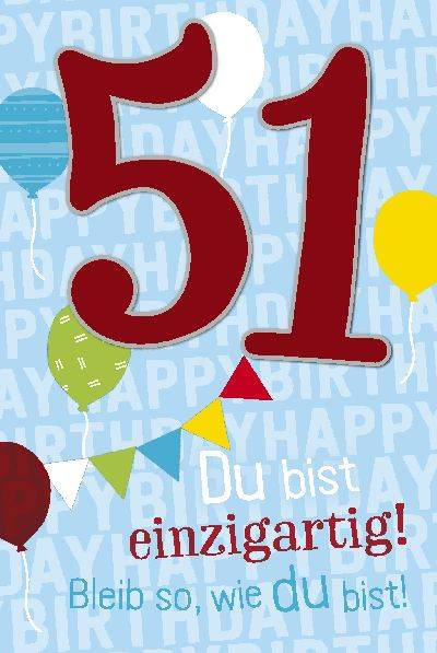 Glückwunschkarte zum 51. Geburstag