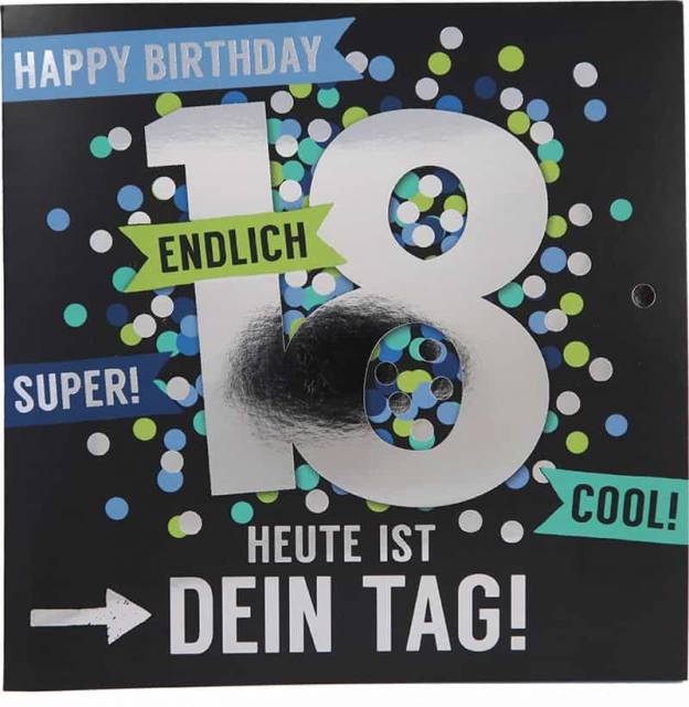 Glückwunschkarte zum 18. Geburstag