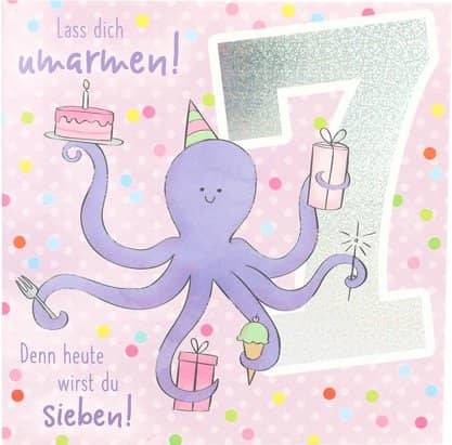 Glückwunschkarte zum 7. Geburstag