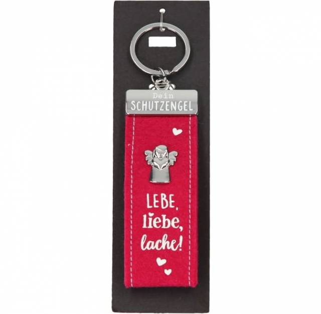 Schutzengel Glücksfilz Schlüsselband Lebe Liebe Lache
