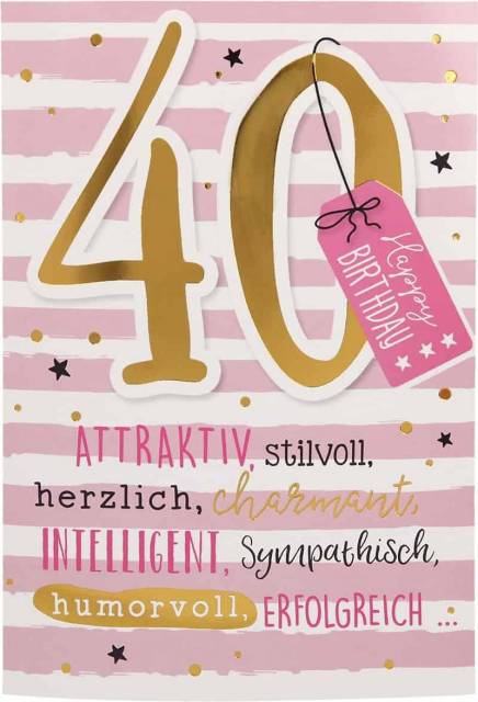 Plakat 40.Geburtstag / Grusskarte 40 Geburtstag Karte ...