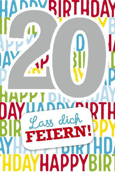 Glückwunschkarte zum 20. Geburstag