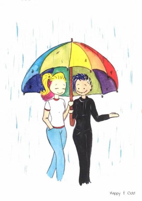 Happy & Odd Postkarte Regenwetter