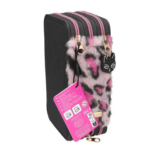 Depesche 13022 TOPModel Rebel Kitty - telefoonhoes om te hangen in zwart en paars, met modelmotief, katten en glitter, smartphone-tas met ritssluiting