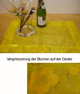 Organza Mitteldecke in Gelb mit Blumen