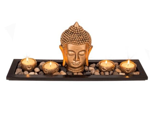 Holz Tablett Buddha Set