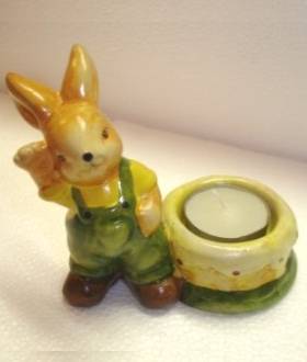 Teelichthalter Osterhase in Grün