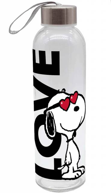 Snoopy Trinkflasche Love aus Glas